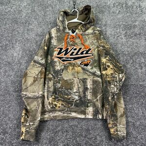 Minnesota Wild Hoodie Mens Large Brown Camo NHL Hockey Lace Up Sweatshirt